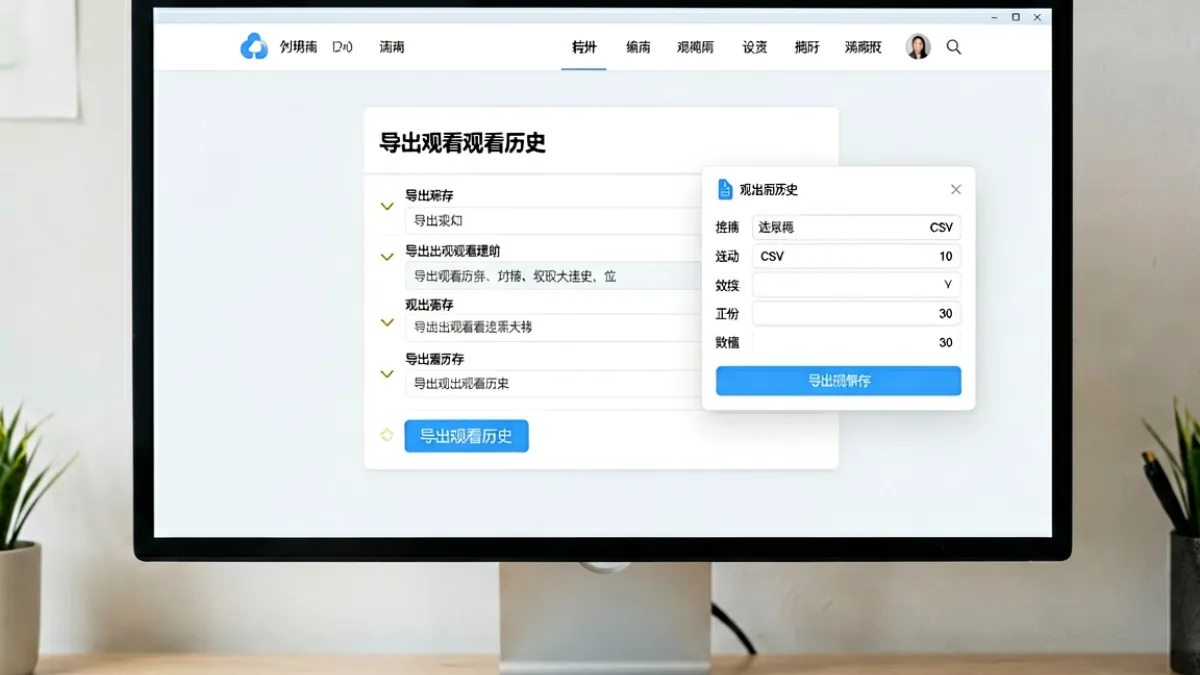 刺激撸网站平台后台数据面板，展示用户观看历史导出为CSV文件的操作流程演示